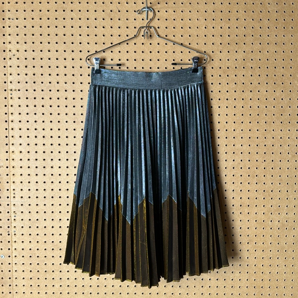 Anthropologie HD Paris Metallic Pleated Skirt